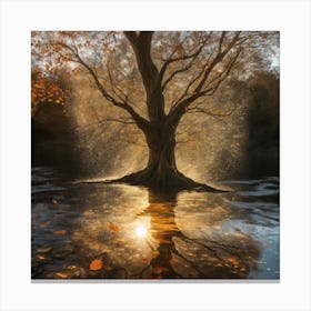 Autumn Tree In Water Canvas Print