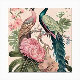 Two Peacocks Canvas Print