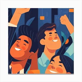 Illustration Of People Celebrating Canvas Print