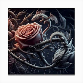 Dragons And Roses 15 Canvas Print