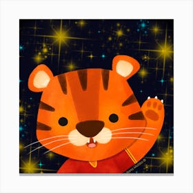 Little Cute Tiger with stars Canvas Print