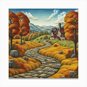 The Winding Road Home. In the middle of the meadows Canvas Print