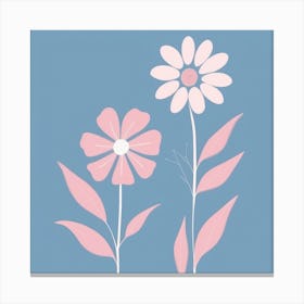 A White And Pink Flower In Minimalist Style Square Composition 315 Canvas Print