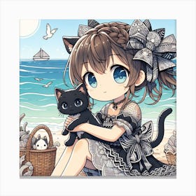 Cute Cat Girl Canvas Print