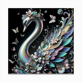 Swan With Butterflies 1 Canvas Print