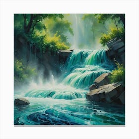 Waterfall In The Forest 100 Canvas Print