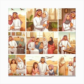 Muslim Family Portraits Canvas Print