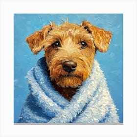 Terrier In Bath Towel 6 Canvas Print