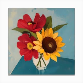 Sunflowers In A Vase Canvas Print