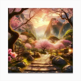 Asian Cherry Blossoms Canvas Print