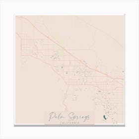 Palm Springs California Pink and Blue Cute Script Street Map 1 Canvas Print