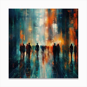 People Walking In The City Canvas Print
