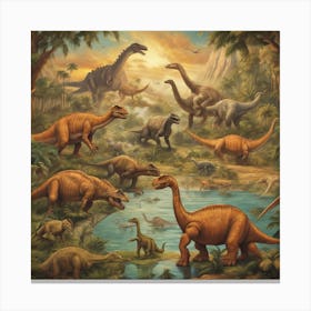 Dinosaurs In The Jungle 8 Canvas Print