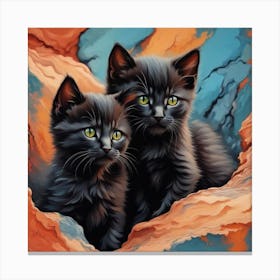 Two Black Kittens Canvas Print