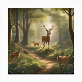 Deer In The Forest Canvas Print