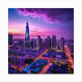 Dubai Skyline At Dusk 3 Canvas Print