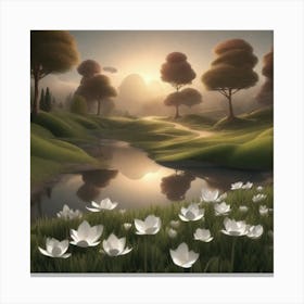 Landscape With Flowers Canvas Print