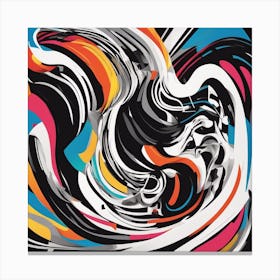 An Image Of A Woman With Letters On A Black Background, In The Style Of Bold Lines, Vivid Colors, Gr (3) Canvas Print
