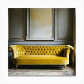 Yellow Velvet Sofa Canvas Print