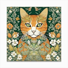 Cat With Flowers 3 Canvas Print