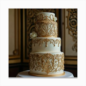 Gold Wedding Cake 1 Canvas Print