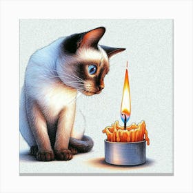 Siamese Cat With Candle Canvas Print