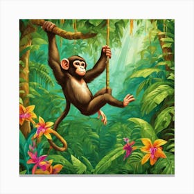 Monkey In The Jungle Canvas Print