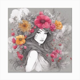 Beguiling Watercolor Painting, Watercolor Texture, A Flowers , In The Style Of Anime Art, Mustard Ho Canvas Print