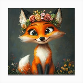 Fox In Flower Crown 2 Stampe su tela