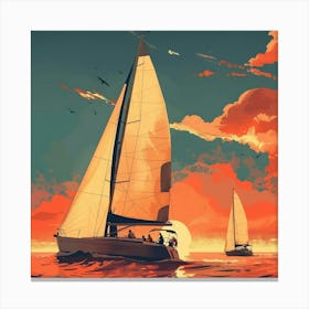 Sunset Sailboats Canvas Print