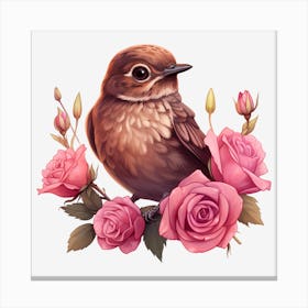 Bird With Roses 6 Canvas Print
