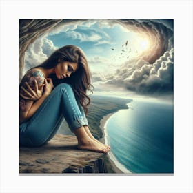 Psychedelic Girl In Cave Canvas Print