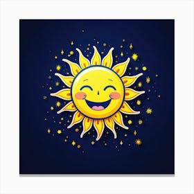 Lovely smiling sun on a blue gradient background 62 Canvas Print