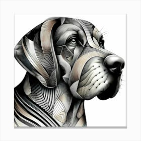 Hunting Dog Head - Abstract Line Art Illustration 29 Canvas Print