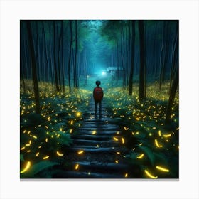 Glow-worms In The Forest Canvas Print