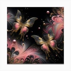 Pink And Gold Butterflies Canvas Print