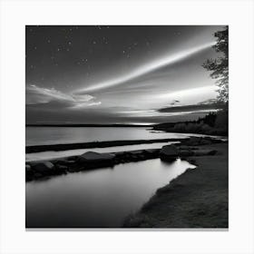 Night Sky Over Lake Canvas Print