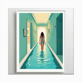 Default A Quick Dip Hallway Art Print 1 Canvas Print