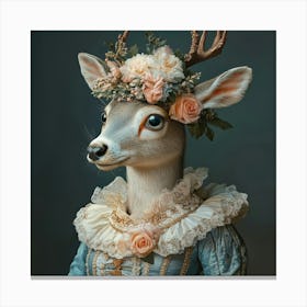 Deer In A Dress Art Canvas Print