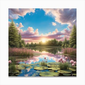 Lake Cotton Candy Canvas Print