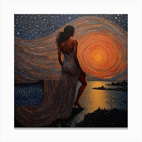 Woman At Sunset 2 Canvas Print