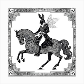 Fairy Rabbit On A Horse Canvas Print