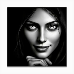 Black And White Portrait Of A Beautiful Woman 1 Canvas Print