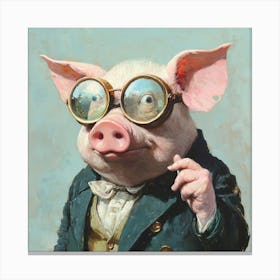 Pig With Glasses Canvas Print