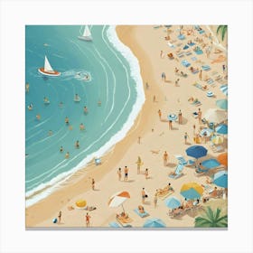 Illustration Of A Beach Scene 7 Canvas Print