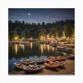 Boats At Night 1 Canvas Print