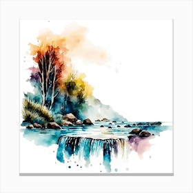 Watercolor Waterfall 1 Canvas Print