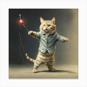 Cat With A Light Bulb Canvas Print