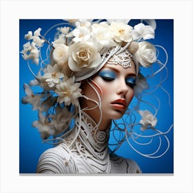 Beautiful Woman With Flowers 1 Canvas Print