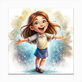 Happy Smiling Girl With Open Arms Canvas Print